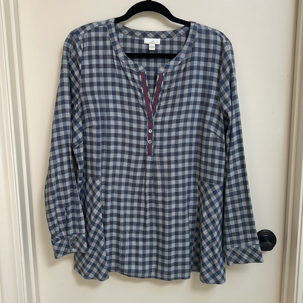 J.Jill sleeved checked shirt